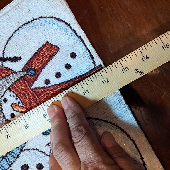 Snowman Placemats Winter Holiday Christmas Cloth Set of 4 Subtle Glitter Used - Picture 5 of 5